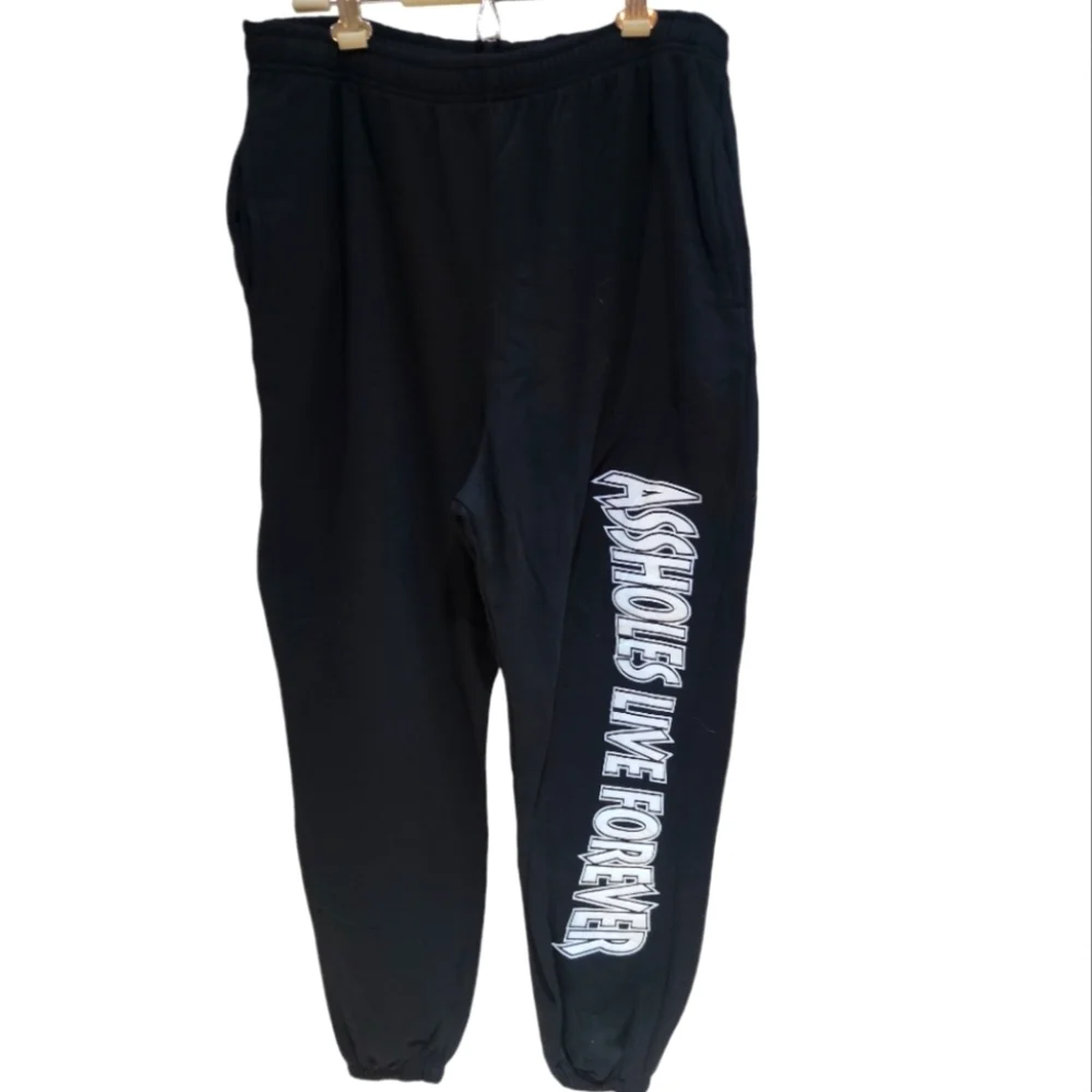 NWOT Assholes Live Forever XXXL Black Sweatpants Joggers 2 Pocket Unisex ALF